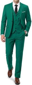 YND Men's Slim Fit 3 Piece Suit, One Button Jacket Vest Pants Set with Tie, Solid Party Wedding Dress Blazer, Tux Waistcoat and Trousers Green