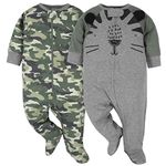 Gerber Baby Boys' 2-Pack Sleep 'N Play Toddler Sleepers, Tiger/Camo, 3-6 Months