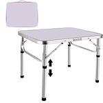 ANSIMIDA Folding Computer Table Bed Table Aluminum, Waterproof Adjustable Height with Convenient Handle, for Outdoor Indoor Picnic Party BBQ Stall - avaliable in multi size, 60cmx45cm/2ft