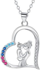 Hifeeled Collar para Madre Hija Plata de Ley 925， Colgante Amor de Madre de Corazón Collares,Regalos Originales Día de la Madre Para Esposa Madre