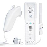 Remote Controller for Wii, TechKen Built-in 2 in 1 Motion Plus with Silicon Case and Nunchuck (White)