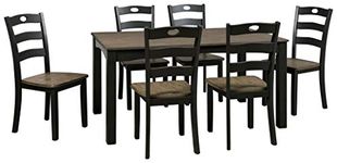 Signature Design by Ashley D338-425 Froshburg Dining Room Table and Chairs (Set of 7), Grayish Brown/Black