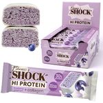 FitnesSHOCK High-Protein Bars - Blueberry Yogurt Flavor, 30% Protein, Low Carb, No Added Sugar, 5g collagen, Fiber-Rich, Low-Calorie, 12x40g