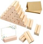 Wood Place Card Holders, Wanfoou 30 Pieces Wood Sign Holders Table Number Stand, Table Number Holders Stands with Brown Paper Cards, for Table Number Signs, Wedding Party Events