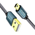 J·LONG Mini USB Cable Braided USB 2.0 to Mini B Cable Data Transfer & Charge Compatible with Dash Cam, PS3 Controller, MP3/4 Player,PDA, Camera, Scanner and More Mini USB Devices (8M)