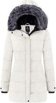 Wantdo Women’s Winter Long Quilted Winter Coat Puffer Warm Thicken Parka Classic Ladies Padded Jacket with Faux Fur Hood