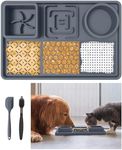 Slow Feeder Dog Bowl, Lick Mat for Dogs Cats with Strong 52pcs Suction Cups/Brush/Spatula, 2024 Newly Heelay Preventing Choking Healthy Food-Grade Safe Silicone Dog Water Bowl for Small Medium Pets