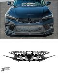 Replacement For 2022-Present Honda Civic Sedan Models | JDM Si Style ABS Plastic - PAINTED GLOSSY BLACK Front Bumper Upper Grille Vent Cover