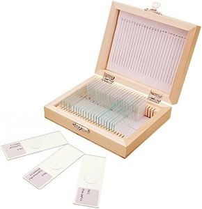 Jiusion 25Pcs Prepared Microscope Slides Set with Fitted Wooden Case, Animals Insects Plants Flowers Sample Biological Specimen, Stereo Microscope Slide for Basic Biological Science Education