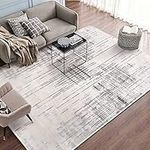 Calore Rugs Mordern Soft Abstract Distressed Area Rugs for Living Room/Bedroom/Dining Room,Medium Pile Carpet Floor Mat (6.5 x 8.2 ft, Gray/Beige/Grey)