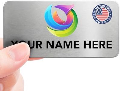 Magnet Me Up Custom Metallic Name Tag Badge - 1.5"x3" Logo on Top- 20 mil Silver Aluminum, Personalized Logo & Name, Full Color, Customizable Identification Label for Business & Employee, Made in USA