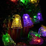 Nine Vi Solar String Lights, 5M/16FT 30 LEDs Ball Solar Powered Globe Fairy Lights for Xmas Ornaments Party Décor Garden Yard Fence Path Landscape Christmas Decoration (Campanula Multi-Color)