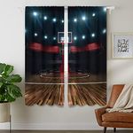 Cinbloo Teen Basketball Thin Fabric Curtains (Not Blackout) Rod Pocket Sports Stadium Boys Kids Thrill Field Arena Living Room Bedroom Window Drapes Treatment Fabric 2 Panels 41 (W) x 62(L) Inch