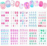 240 Pieces Fake Nails for Kids Girls Artificial Kids Press on Nails Full Cover Short Acrylic Stick On Nails False Nail Tips Kit for Children Little Girls Nail Art Decoration (Gradient Pattern) (dream)
