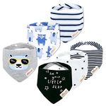 Minizone Baby Bandana Dribble Bibs 6PCS, Super Soft and Absorbent Pure Cotton Drool Bibs for Drooling and Teething for Boys Girls, Bear