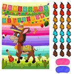 ASTARON Pin The Tail on The Donkey Mexican Donkey Game for Cinco De Mayo Party, Mexican Party Fiesta Themed Party, Kids Birthday Supplies