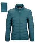 Outdoor Ventures Womens Winter Lightweight Jacket Warm Short Packable Puffer Jacket Transitional Padded Down Jacket Quilted Jacket for Ladies Lined for Hiking Travel Cyan M