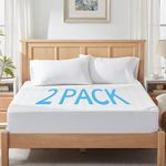 2 Pack Waterproof Mattress Protector Queen Size, Mattress Pad Cover 3D Air Fabric, Noiseless & Breathable Mattress Pad Fitted Style with Stretchable Pockets,Ultra Soft & Machine Washable