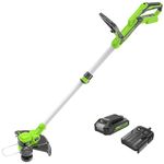 Greenworks 24V Cordless Strimmer for Small to Medium Gardens, 30cm Cutting Width, Autofeed 1.65mm Nylon Line, 24V 2Ah Battery & Charger, 3 Year Guarantee G24LT30K2