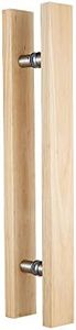 Rzeloyde Glass Door Handle Set with Custom Logo; Long Handles (24" x 2.4", Oak Wood)