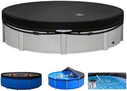 SIHAIAN Dual-Rope 31-34Ft Round Pool Cover, Built-in Automatic Drainage Device for Above Ground Pools, Half Open Design and Foldable Pool Cover, Easy One Person Install & Remove Winter Pool Cover