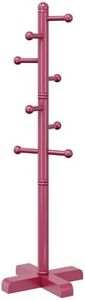 Azaeahom Coat Rack, Freestanding Coat Racks with 8 Hooks 2 Adjustable Height, Tree Coat Rack for Bedroom, Hallway, Entrance, Office, Hats, Handbags,Purse (Dark-Rose)