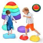 Stepping Stones for Kids, 5 PCS Multicoloured Stackable Balance Blocks Game, Non-slip Balance Stones Encourage Toddler Exercise,Coordination & Motor Skills, Indoor Outdoor Sensory Toy, Obstacle Course