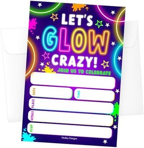 15 Neon Glow Birthday Invitations Girl - Kids Birthday Invitations Boy, Neon Birthday Party Invitations For Boys, Glow Birthday Invites For Boy, Birthday Invitation Cards, Neon Birthday Party Invites
