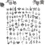 Zibuyu® Charms for Jewellery Making Kit Accessories Silver Metal Pendants charms for bracelet making DIY Charms for Necklace Bracelets Pendent for Making Jewelry and Crafting Gift - 100 Pcs