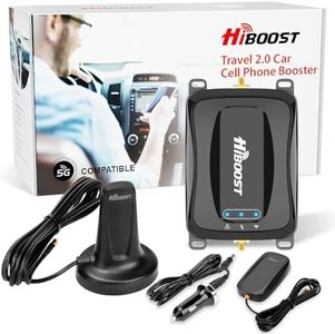 HiBoost Vehicle Cell Phone Signal Booster| 5G 4G LTE | Boosts for All U.S. Carriers Verizon AT&T T-Mobile US Cellular | Magnetic Roof Antenna | Signal Booster for Car SUV Van Pickup FCC Approved