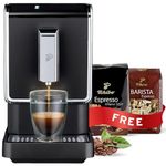Tchibo Automatic Espresso & Coffee Machine Bundle with Built-in Grinder, Comes With 2 x 17.6 oz. Bags of Whole Bean Coffee, Black