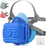 BEESAFETY Reusable Half Face Respirator Mask with 6 Filters for Dust,Painting, Sanding,Welding,Chemical Fumes,Gas, Asbestos,Grinding (Blue)