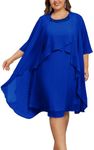 Hanna Nikole Ruffle Mother of The Bride Dress 2 Piece Plus Size Wedding Guest Dress for Women Cocktail Formal Dress Royal Blue 5X