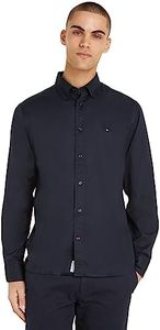 Tommy Hilfiger Men's Core Flex Poplin Shirt Desert Sky, Navy, MD