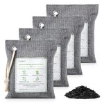 CLEVAST Bamboo Charcoal Air Purifying Bags (Large, 4×200g), Removes Odors and Moisture, Nature Fresh Air Purifier Bags, Odor Eliminator for Home, Car, Pets, Bathroom, Basement