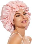 BE BIGEDDIE Large Silk Bonnet for Sleeping, Satin Hair Bonnet for Sleeping with Tie Band, Double Layer Satin Bonnets for Women Natural Curly Hair Shower cap