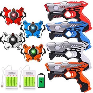 VATOS Rechargeable Laser Tag Guns - 4 Sets Infrared Laser Tag Sets with Gun Vest Included Rechargeable Battery & Charger | Lazer Tag Game for Boys Girls Toy Gifts for Kids Age 6-12 Years Old Adults