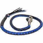 BIKER BLACK & BLUE 40" PURE LEATHER GET BACK WHIP MOTORCYCLE WHIP OLD SCHOOL NEW