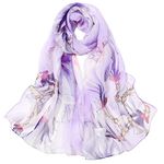 FAIRYGATE Purple Scarf Women Chiffon Neck Head Hair Silk Bandanas Ladies Scarves Lightweight Clearance Lovely Colours 50027