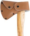 Linkidea Axe Cover for 4" Axe Edge, Durable Vegan Leather Axe Sheath, Metal Snap Hatchet Protective Case With Belt Clip, Axe Case Blade Cover, Axe Holster for Outdoor Hiking & Work (Brown)