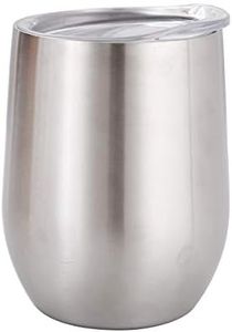 Gteller Stainless Steel Wine Glasses, Double Wall Insulated Tumbler with Lid for Wine, Coffee, Drinks, Champagne, Cocktails (Stainless Steel) …