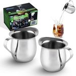 EHOMEA2Z Stainless Steel Bell Creamer Espresso Shot Frothing Pitcher Cup Latte Art (2, 8 Oz)