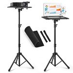 Projector Tripod Stand TV Tray Table Laptop Stand Adjustable Height from 21.5” to 47.8” Tilt Top with Detachable Phone Holder Perfect for Home Office Studio and Movies