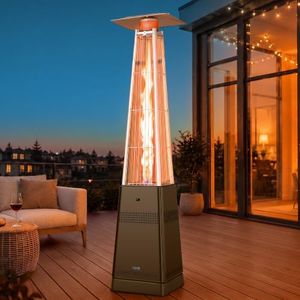 Mars Explo Pyramid Patio Heater, 50,000 BTU Outdoor Patio Heater, Propane Heater With Quartz Glass Tube & Wheels for Outdoor Use, Backyard, Commercial & Residential, Triple Protection System, Brown