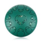 "OcarinaWind" 12 inches Steel Tongue Drum Green 13 Notes,C Major,with Padded Drum Bag and Couple of Mallets, Beautifully Designed and Peaceful Sound