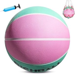INPODAK Size 5 Basketball for Kids, Outdoor Basketball 27.5 Inch, Indoor Sport Ball with Pump and Mesh Bag, for Girls Youth Birthdays, Christmas, Back-to-School and Parties