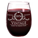 50th Birthday Gifts for Women Men - 1974 Vintage Style Wine Glass - 50th Birthday Decorations for Women - Birthday Glasses Wine Accessories for Wine Lovers - Cool Gifts for 50 Year Old Woman - 15 oz