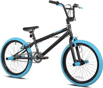 KENT International 20" Pro 20 | 20 Inch BMX Bike with Front & Rear Hand Brakes and Padded BMX Saddle | Lightweight and Rust-Resistant Bicycle for Kids with Adjustable Handlebar | Black/Turq