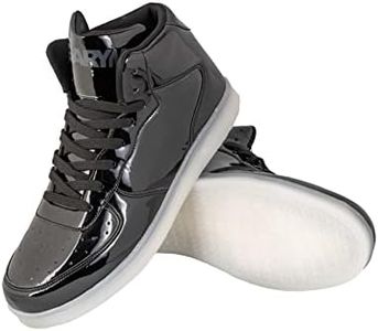 Gary Majdell Sport Men's Shiny Multiple Colors Liquid Metallic High Top Lace-Up Casual Sneakers, Liquid Black, 13