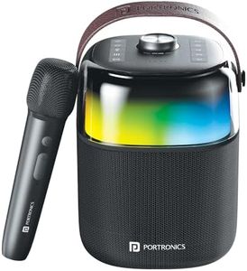 Portronics Dash 4 50W Wireless Bluetooth Party Speaker with Karaoke Mic, Upto 6 Hours Playtime, HD Sound, Bass Boost Technology, EQ Modes, 360° RGB Lights, BT 5.3v, AUX in, Type C Charging(Black)